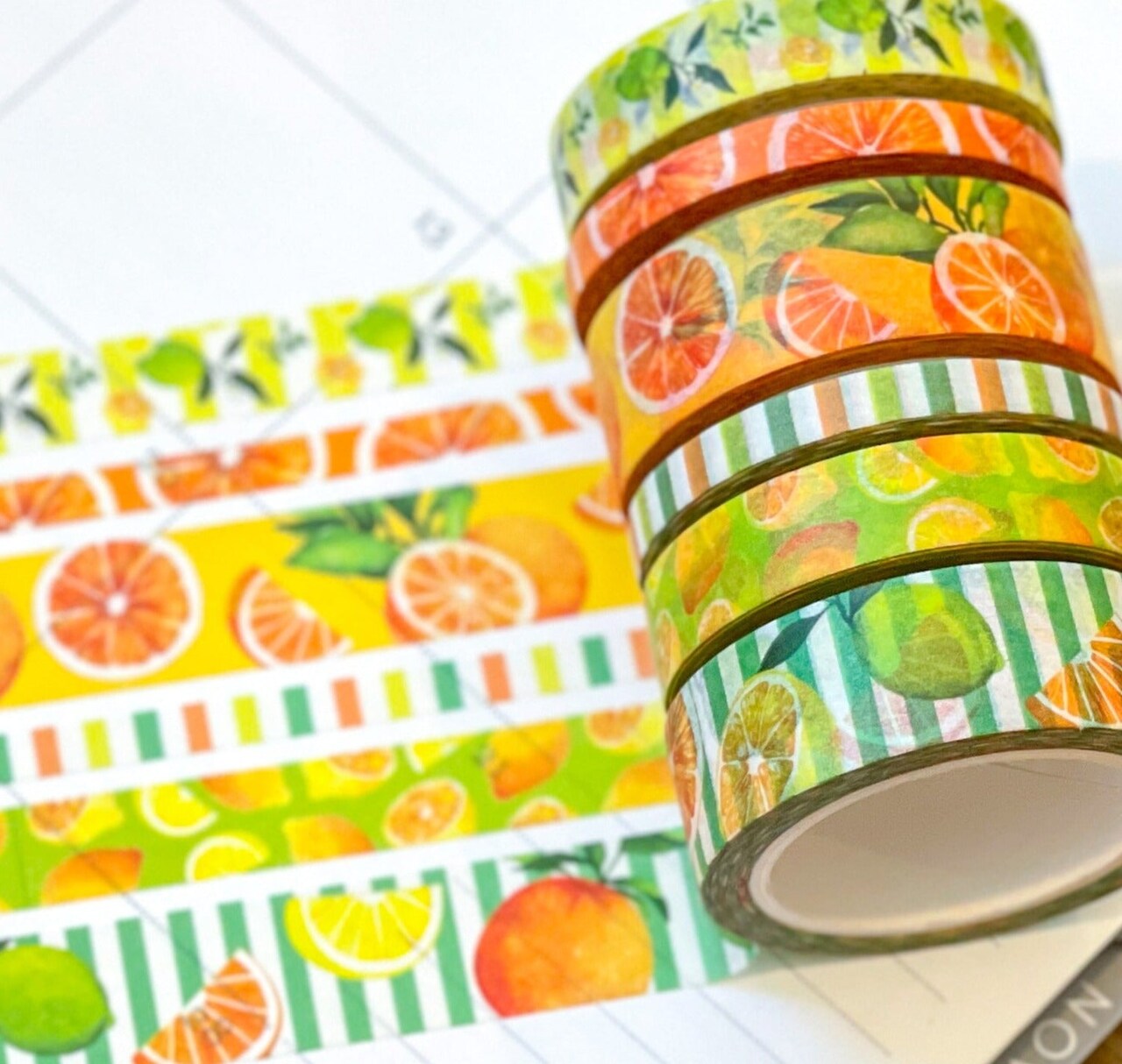 Lemons Limes & Oranges Summer Fruits Citrus Washi Tape Set (#W065)
